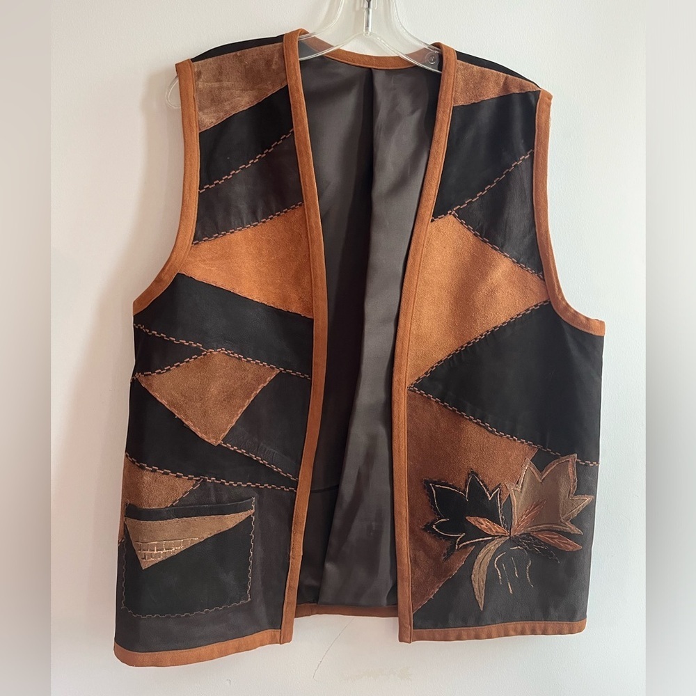 Vintage Unbranded Patchwork Leather Vest Size S